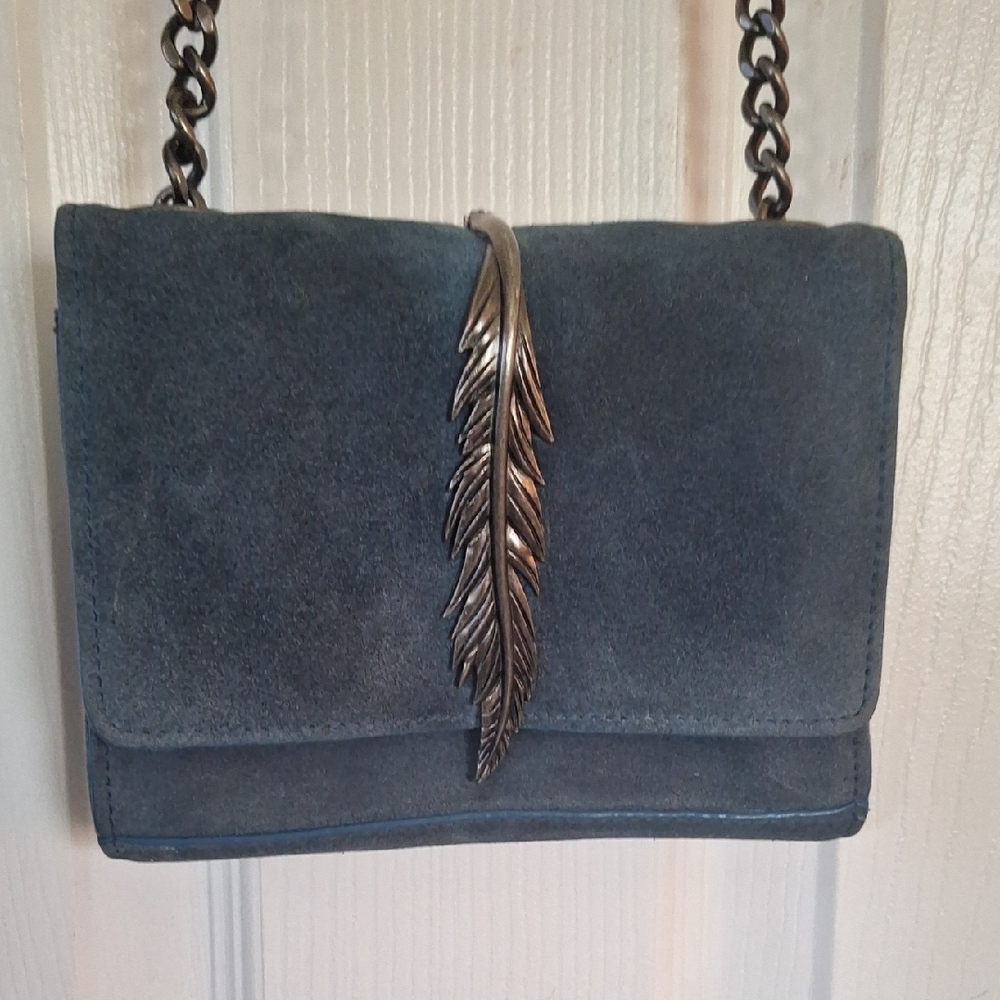 Zara Blue and Silver Crossbody Bag with Chain Strap